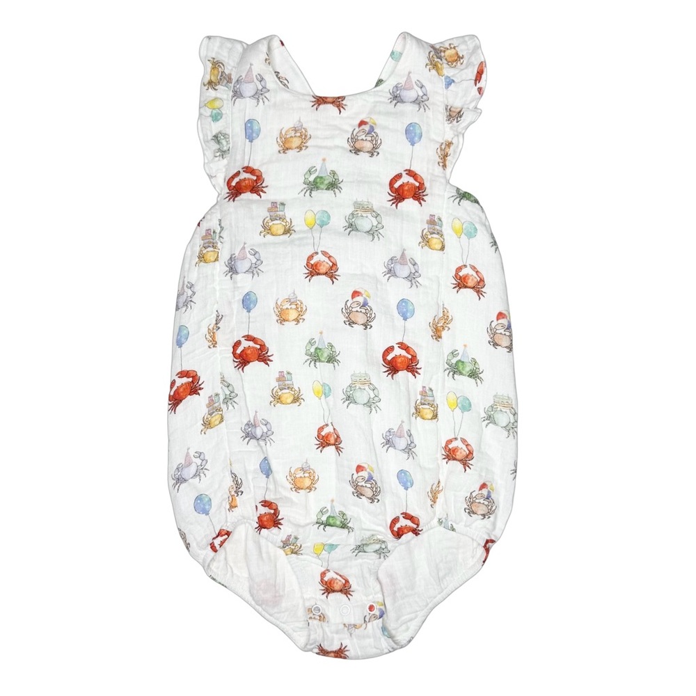 Nola Tawk Summer Crabs Organic Bubble Romper‎